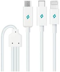 Ttec Кабел ttec - Trio, USB-A/USB-C/Lightning/Micro USB, 1.2 m, бял (8694470613925)