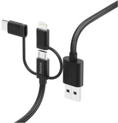 Hama Кабел Hama - 3 в 1, USB-A/Micro USB/Lightning/USB-C, 1.5 m, черен (HAMA-183304)