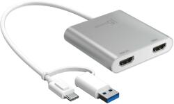 j5create Адаптер j5create - JCA365, за 2 монитора, 2x HDMI/USB-C, сребрист (J5-JCA365)