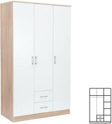  Miami gardróbszekrény 120x205 cm fehér-sonoma tölgy (LMGSZ120FST) - homelux
