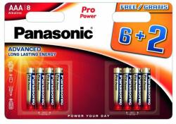 Panasonic LR03PPG/8BW 6+2F PRO POWER alkáli tartós elem, AAA (micro), 8 db/bliszter (LR03PPG-8BW-6-2F)