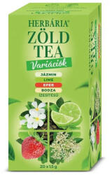 Herbária Zöld tea variációk - jázmin, lime, eper, bodza - 20 filter - vitaminbolt