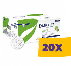 Lucart Professional Lucart Eco V2 környezetbarát hajtogatott kéztörlő - fehér 2 rétegű, 190 lapos (Karton - 20 csomag) (863046)