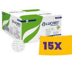 Lucart Professional Lucart Eco Z20 környezetbarát keskenyített hajtogatott kéztörlő - fehér 2 rétegű, 200 lapos (Karton - 15 csomag) (864062E)
