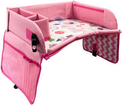Timelesstools Masa portabila de copii, cu buzunare, pentru masina, pink (HOP1001719-2) Set pentru masa bebelusi