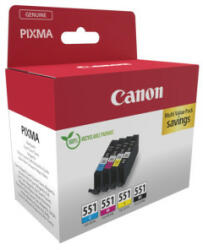 Canon Pachet cartuse de cerneala Canon CLI-551 KCMY (6509B015AA, CLI551KCMY) pentru Canon PIXMA iP7250 iP8750 iX6850 MG5450 MG5550 MG5650 MG6350 MG6450 MG6650 MG7150 MG7550 MX725 MX925 (6509B015)