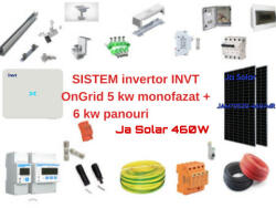 Ja Solar SISTEM complet invertor INVT 5kw monofazat+6Kw panou Ja Solar460w (M-S5-6KW)