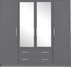 MEBLAR Smart SRL1 4 ajtós 2 fiókos szekrény (tükörrel) antracit gardrób szekrény