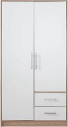 MEBLAR Smart SR3 2 ajtós 2 fiókos szekrény (tükör nélkül) fehér lux/sonoma tölgy gardrób szekrény