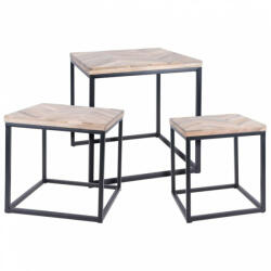 H&S Collection 3 darabos tíkfa kisasztal szett (436192) - plaza8