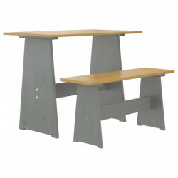 vidaXL Mézbarna és szürke tömör fenyőfa étkezőasztal paddal (327252) - plaza8