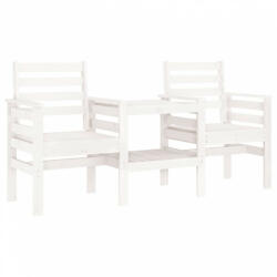 vidaXL Kétszemélyes fehér tömör fenyőfa kerti pad asztallal (825157) - plaza8