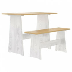 vidaXL Mézbarna és fehér tömör fenyőfa étkezőasztal paddal (327253) - plaza8