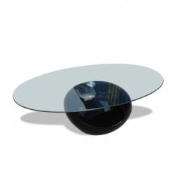 vidaXL Magasfényű fekete dohányzóasztal ovális üveglappal (240319) - plaza8