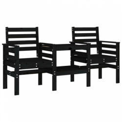 vidaXL Kétszemélyes fekete tömör fenyőfa kerti pad asztallal (825160) - plaza8