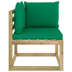 vidaXL Zöld impregnált fenyőfa kerti sarok kanapé párnákkal (3065081) - plaza8