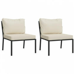 vidaXL 2 db acél kerti szék homokszínű párnákkal 60 x 74 x 79 cm (362723) - plaza8
