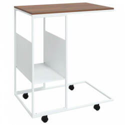 vidaXL Fehér szerelt fa kisasztal kerekekkel 55x36x63, 5 cm (343110) - plaza8