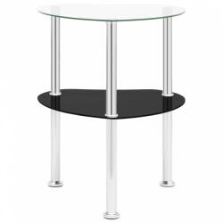 vidaXL 2 szintes átlátszó és fekete edzett üveg kisasztal 38x38x50 cm (322786)