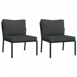 vidaXL 2 db acél kerti szék szürke párnákkal 60 x 74 x 79 cm (362717)