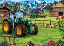 Schmidt Spiele - Puzzle Pășune alpină cu tractor: John Deere 6120M - 1 000 piese