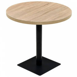 vidaXL Kerek, tölgyfa színű mdf/acél bisztró asztal 80 x 75 cm (245613) - plaza8