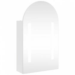 vidaXL Fehér ívelt tükrös fürdőszobaszekrény led-del 42 x 13 x 70 cm (357973) - plaza8