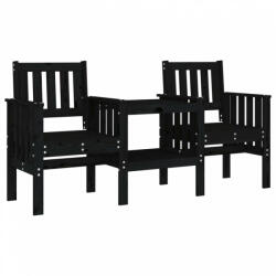 vidaXL Kétszemélyes fekete tömör fenyőfa kerti pad asztallal (825153) - plaza8