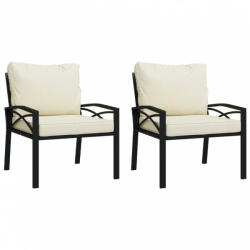 vidaXL 2 db acél kerti szék homokszínű párnákkal 68 x 76 x 79 cm (362721) - plaza8