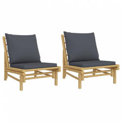 vidaXL 2 db bambusz kerti szék sötétszürke párnákkal (363459)