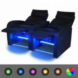 vidaXL LED 2 személyes műbőr dönthető támlájú fotel fekete (243598) - plaza8