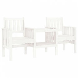 vidaXL Kétszemélyes fehér tömör fenyőfa kerti pad asztallal (825150) - plaza8