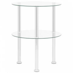 vidaXL 2 szintes átlátszó edzett üveg kisasztal 38 cm (322787)