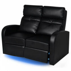 vidaXL LED 2 személyes műbőr dönthető támlájú fotel fekete (243599) - plaza8