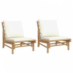 vidaXL 2 db bambusz kerti szék krémfehér párnákkal (363455) - plaza8
