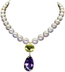 Frumoasa Venetiana Colier argint perle ametist (C2607)