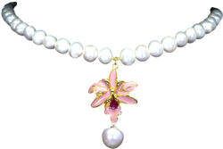 Frumoasa Venetiana Colier argint perle email (C2610)