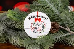 Minikek Fagyöngy karácsonyi dekoráció lézervágott korong táblácska 6.5cm