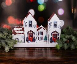 Minikek Karácsonyi ház talpas dekoráció, két házikó egymás előtt - 35x22.5cm