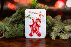 Minikek Zoknis cicák karácsonyi dekoráció lézervágott téglalap táblácska 13.5cm