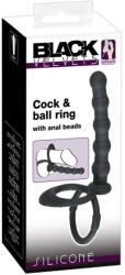 Black Velvets Inel pentru penis/testicule cu un stimulator anal Cock & ball ring (19 cm) (4024144545001)