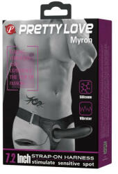 Pretty Love Strap-on pentru barbati, cu vibratii reglabile, Pretty Love Myron 18.5cm (6959532320015)