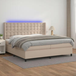 vidaXL cappuccino színű műbőr rugós ágy matraccal és LED-del 200x200cm (3139408) - balena