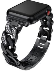 Alphajack Apple Watch 4/5/6/7/8/SE (38/40/41mm) Luxury V3 fém óraszíj fekete színű Alphajack