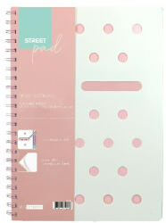 STREET Spirálfüzet STREET Pad A/4 vonalas 100 lapos pasztell rózsaszín (67258) - papir-bolt