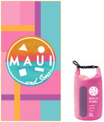 Maui And Sons Prosop plaja microfibra Maui & Sons Roz, cu geanta transport waterproof (4953-90-x180-cm-multicolor)