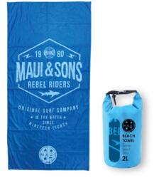 Maui And Sons Prosop plaja microfibra Maui & Sons Rebel Riders, cu geanta transport waterproof (4951-90x180-cm-albastru)