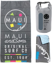 Maui And Sons Prosop plaja microfibra Maui & Sons, cu geanta transport waterproof (4952-90-x180-cm-multicolor)