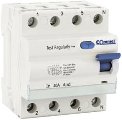 Commel Fi relé 40A 4P 30mA, 6kA áram-védőkapcsoló (470-241)