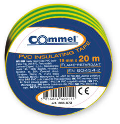 Commel szigetelőszalag zőld sárga 19mm x 20m 1 db (365-673)
